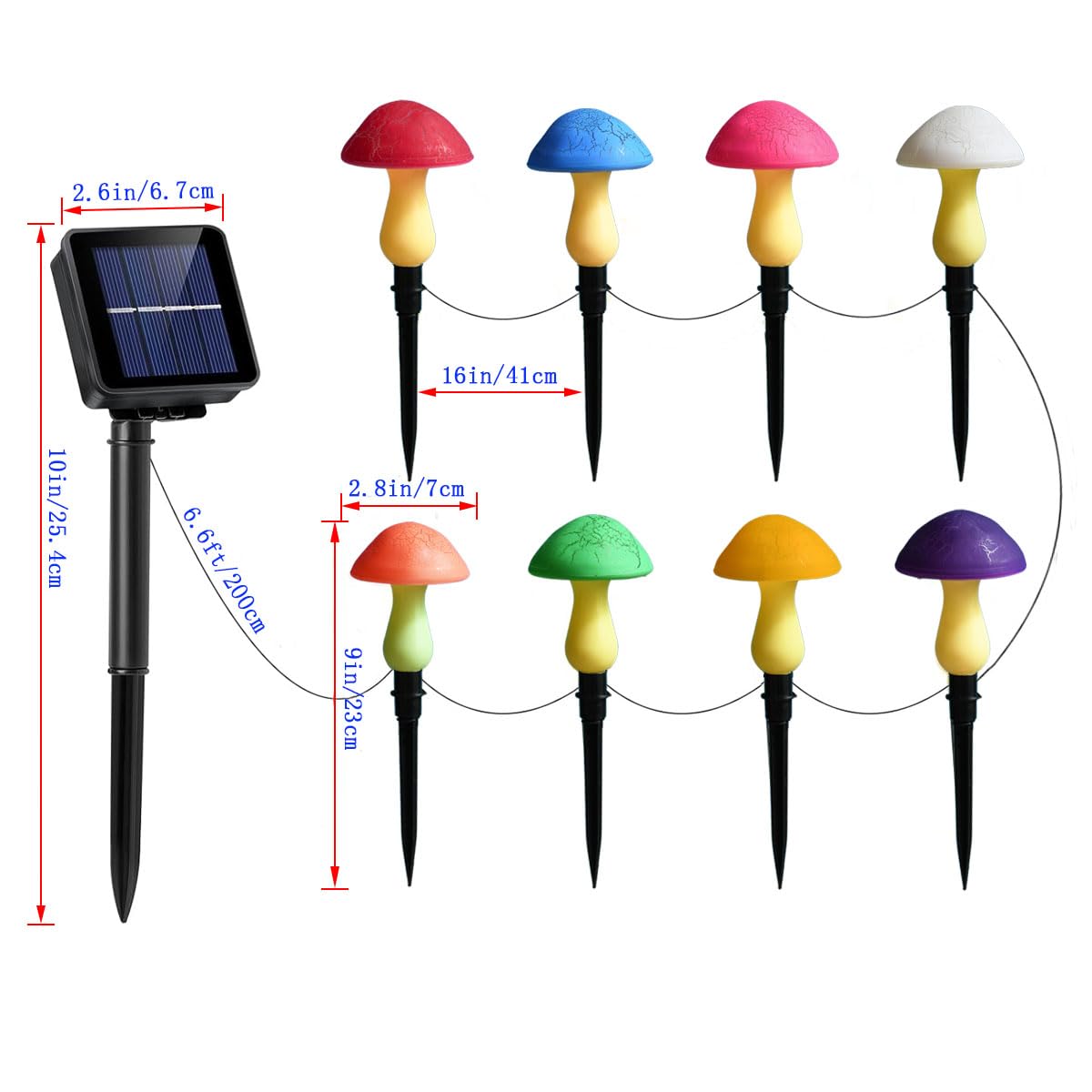 Viewpick Solar Garden Decor Lights 8 Crack Mushrooms Outdoor Decor Stake Lights, Waterproof Solar Pathway Light Gardening Gifts for Garden Gnomes Backyard Flower Bed Christmas Decorations