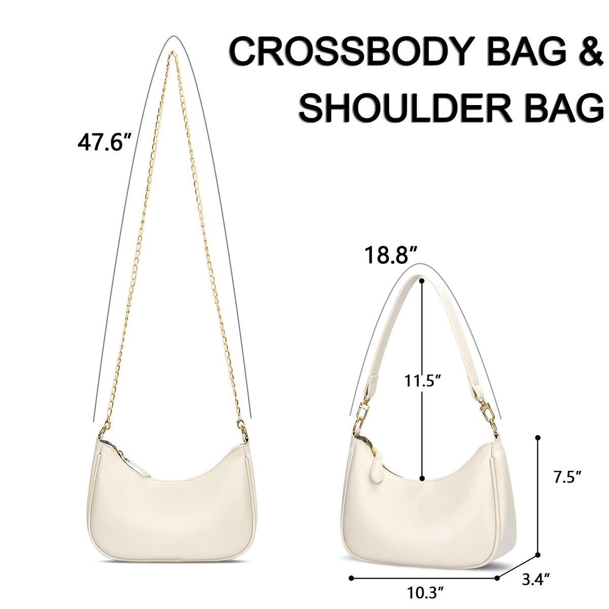 KKXIU Shoulder Bag for Women Cute Hobo and Tote Handbags Retro Clutch Underarm Purse with 2 Removable Straps (Beige)