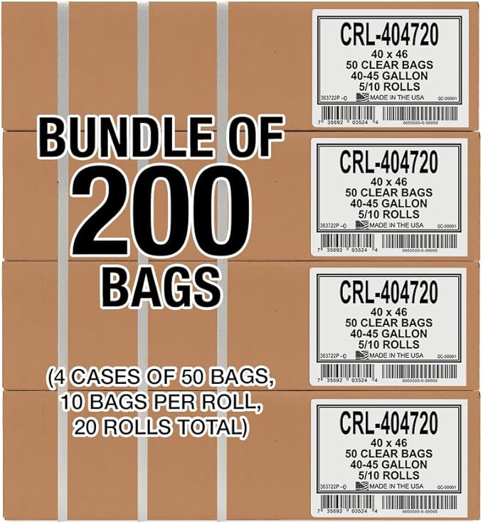 Aluf Plastics 45 Gallon 2.0 MIL Clear Garbage Bags