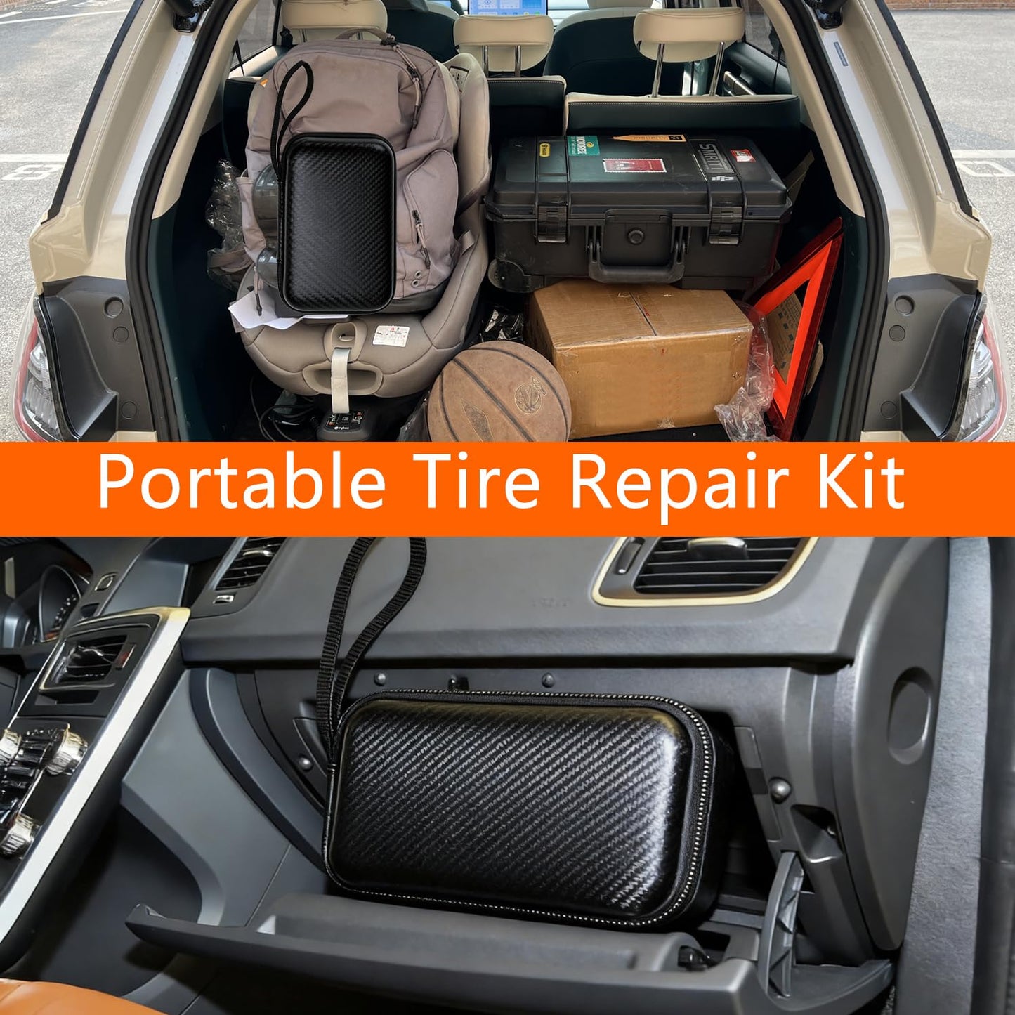 Drovanta Tire Screw Plug Repair kit - No Need to Remove The tire, tire sidewall Repair kit, Patch Plug Tool and Portable Storage Bag - Quick Flat tire Repair for Cars, Trucks, Motorcycles and SUV