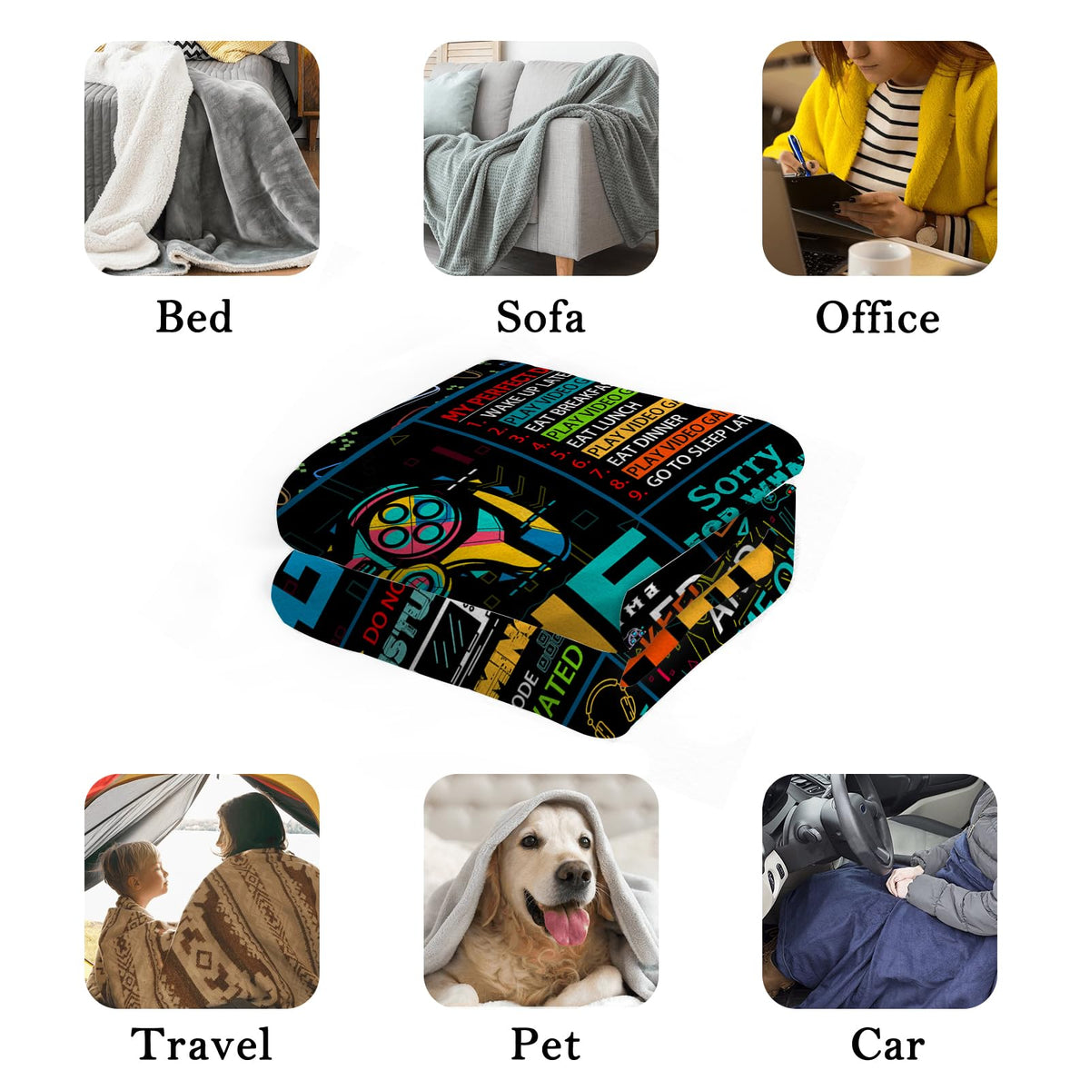 LARIAU Gamer Gifts Blanket for Boys, Gaming Gift for Adult, 50"x40" Game Controller Blanket Decor for Home Bedroom Birthday, Christmas, Holiday, Thanksgiving Gifts for Son
