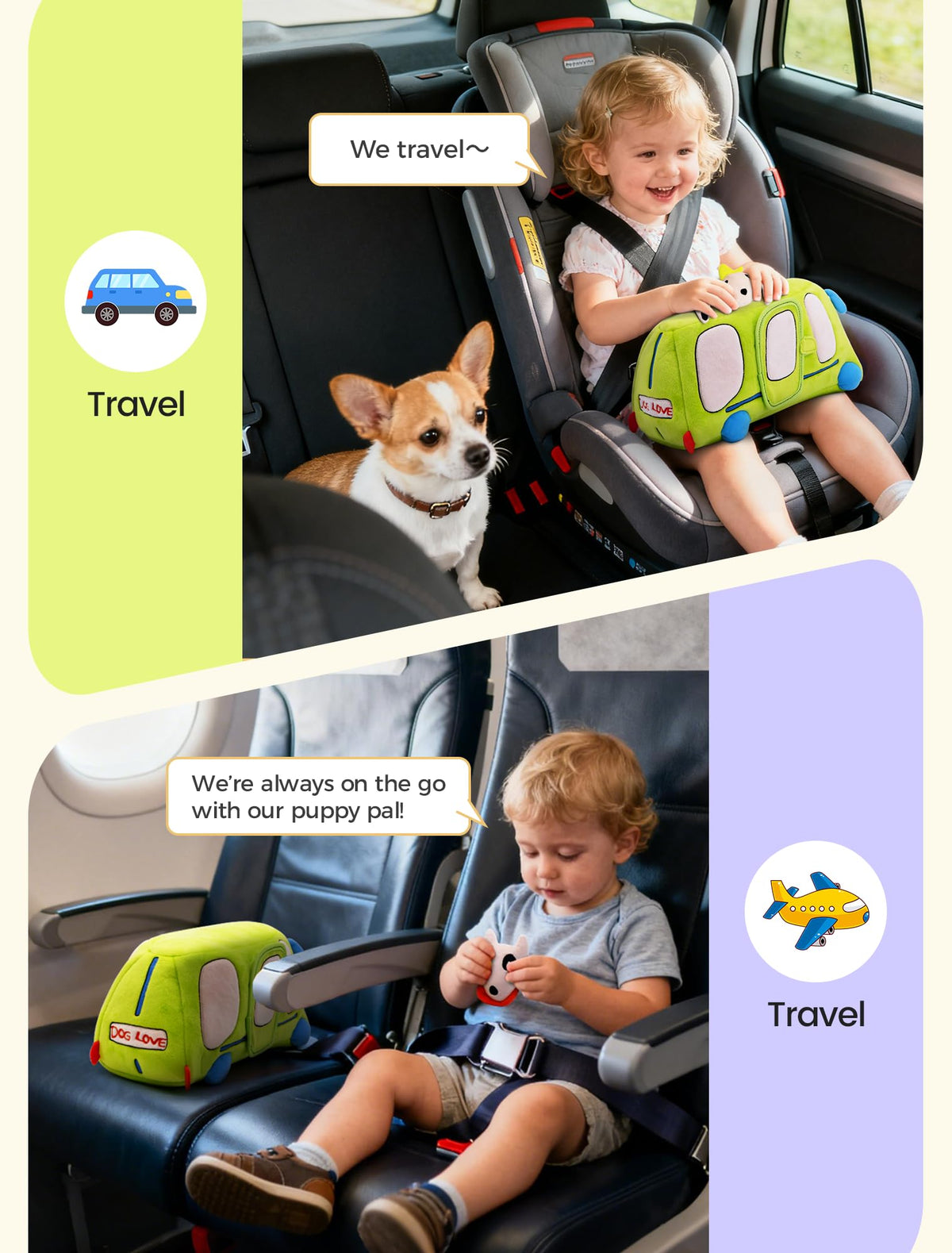BizyKoady Baby Toys 6-12 Months - Sensory Toys Bus with Stuffed Puppies, Rattle, Crinkle Paper, Mirror & Squeaker, Montessori Toys for 6 Month Old Babies, Sensory Balls Toddlers 1-3