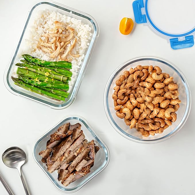 30 Pieces Glass Food Storage Containers, Meal Prep Set
