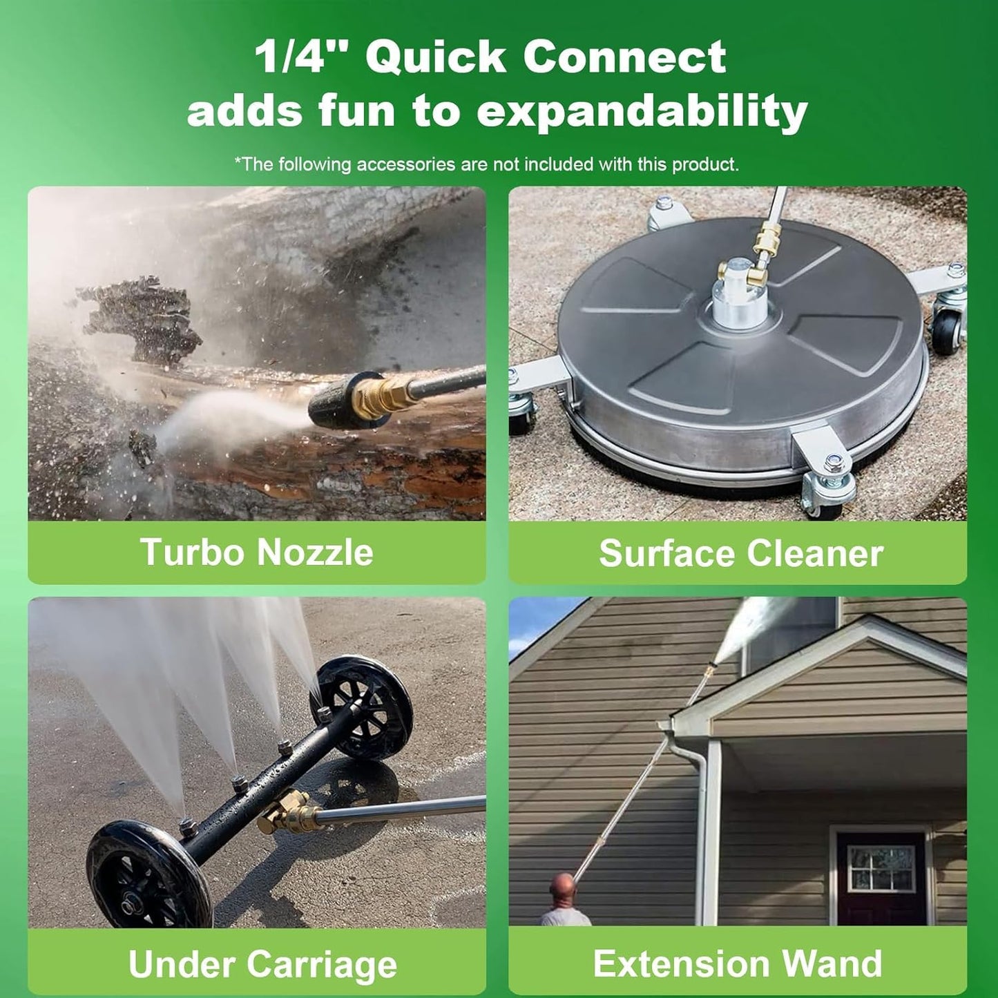 Professional Pressure Washer, Electric 5000PSI Power Washer with Foam Cannon,4 Nozzles,33FT Hose and Soap Bottle, Car/Driveway/Patio Clean,Green