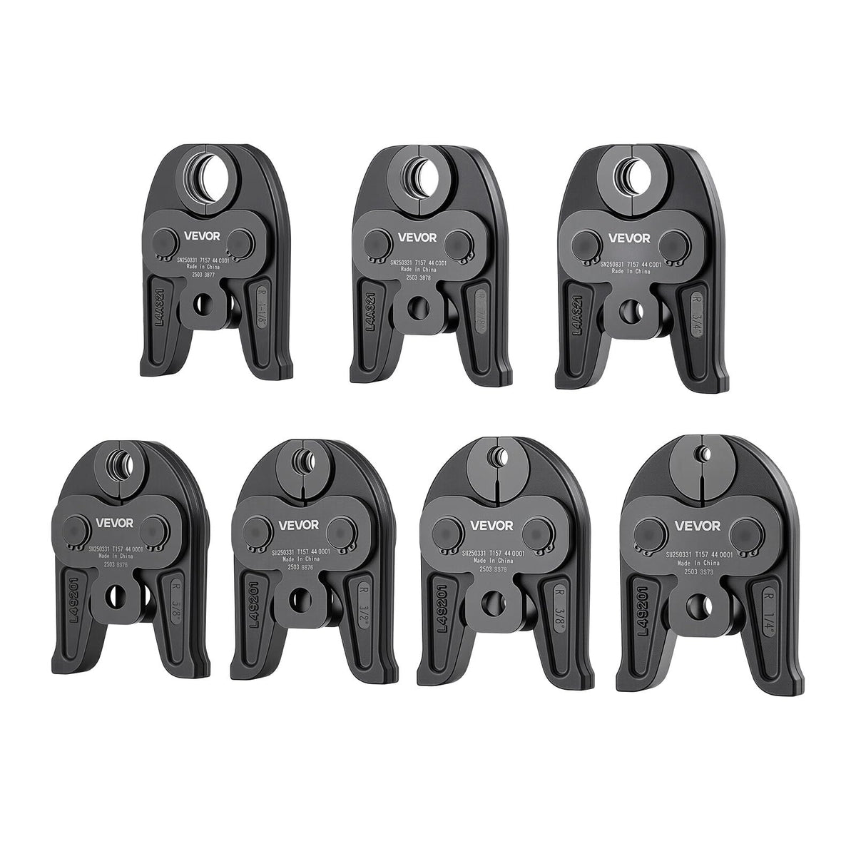 VEVOR 7PCS Pressing Jaws 1/4" to 1-1/8" - Compatible with RLS Copper Pipes, Work with 32KN Standard Press Tools for High Pressure HVAC/R Applications - with Case