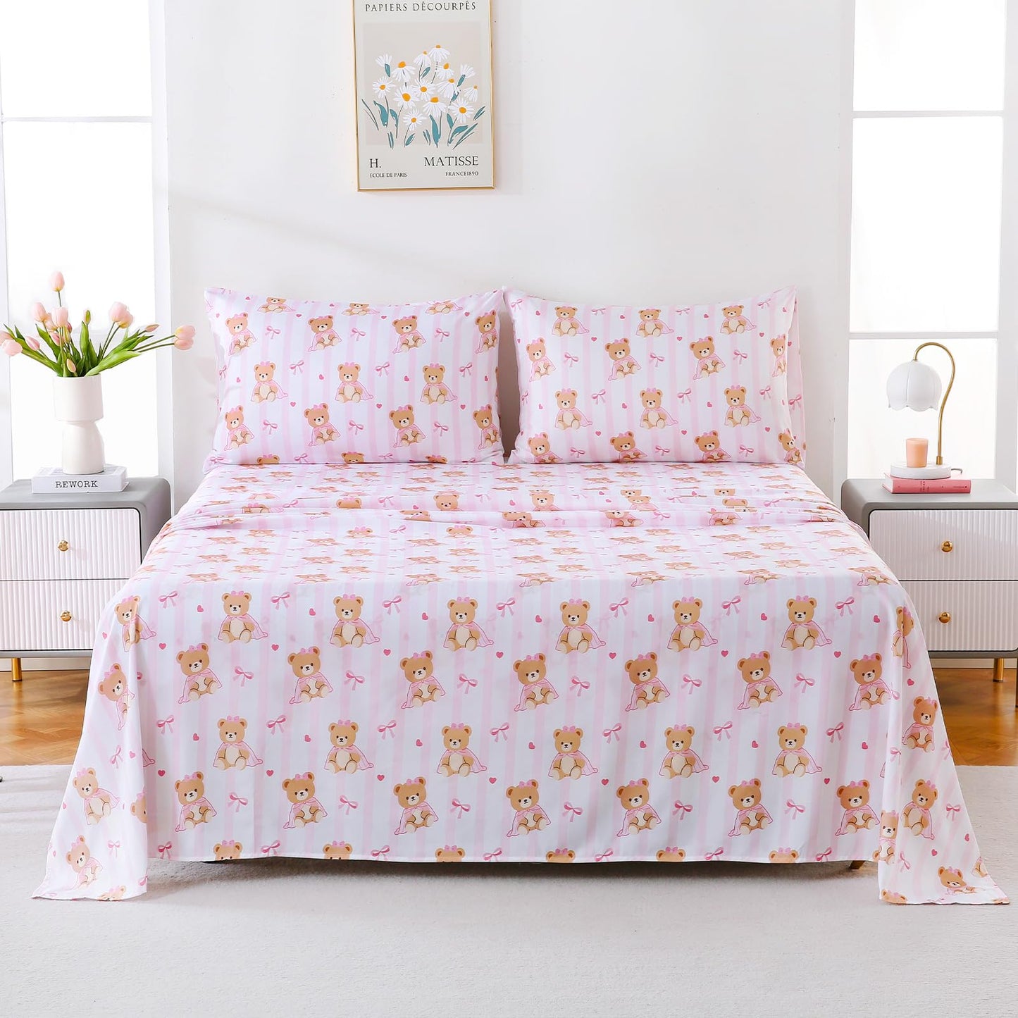 ChicView Twin Sheet Set Kids,3 Pieces Breathable Soft Microfiber Bedsheets for Child Boys Girls, Anti Pilling Deep Pockets Easy Care Bed Sheets, Teddy