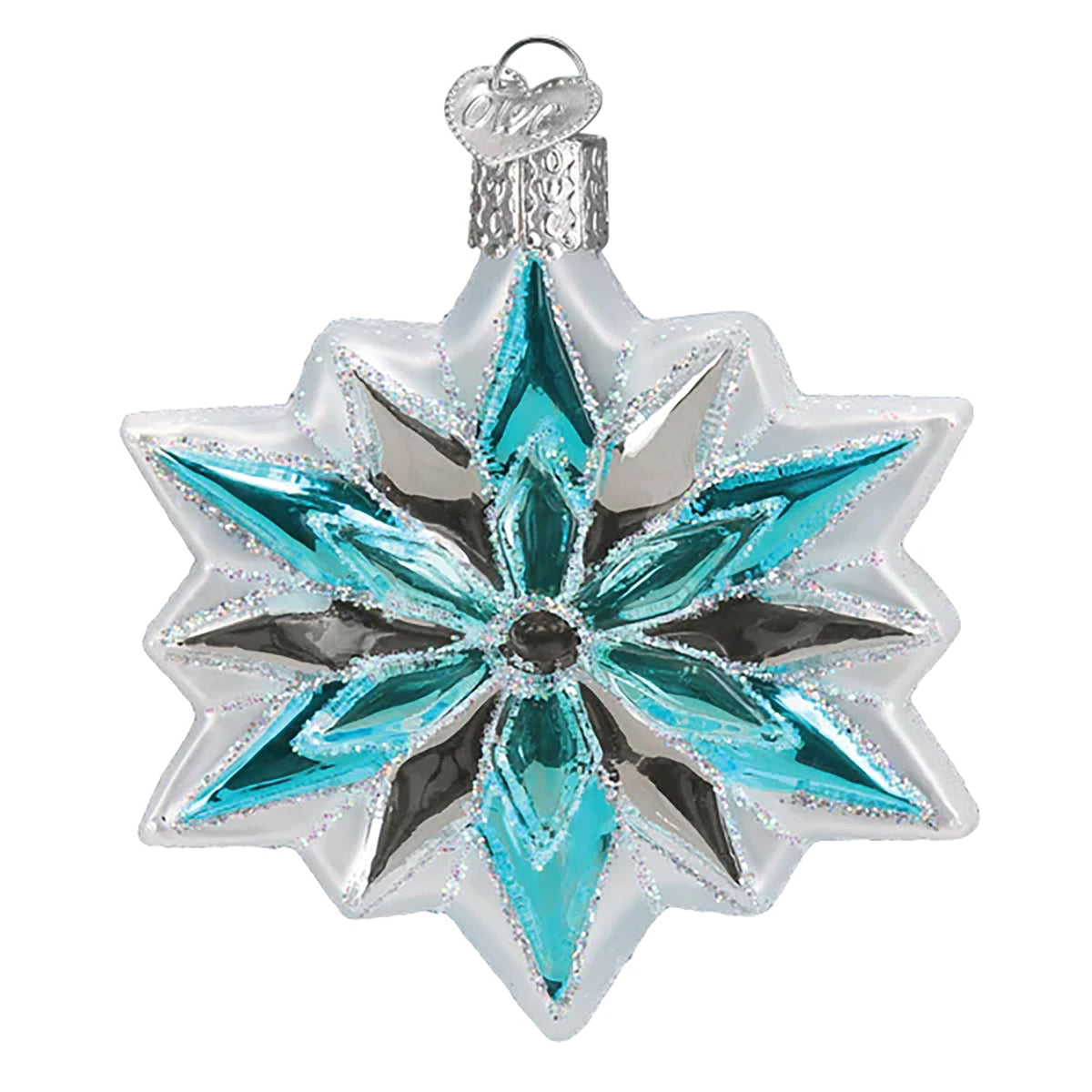 Old World Christmas Snowflake Glass Blown Ornament for Christmas Tree, Handcrafted Holiday Decoration, Holiday Collection