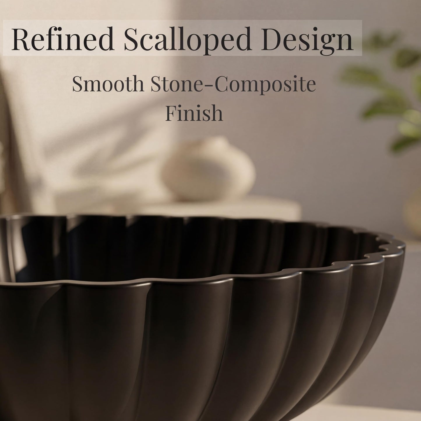 ADEKOVA Key Bowl - Black Fruit Bowl and Decorative Ceramic Bowl for Entryway Decor - Large 12 Inch Stone Fruit Bowl for Keys and Entryway Table - Modern Home Decor Centerpiece - Charcoal Black