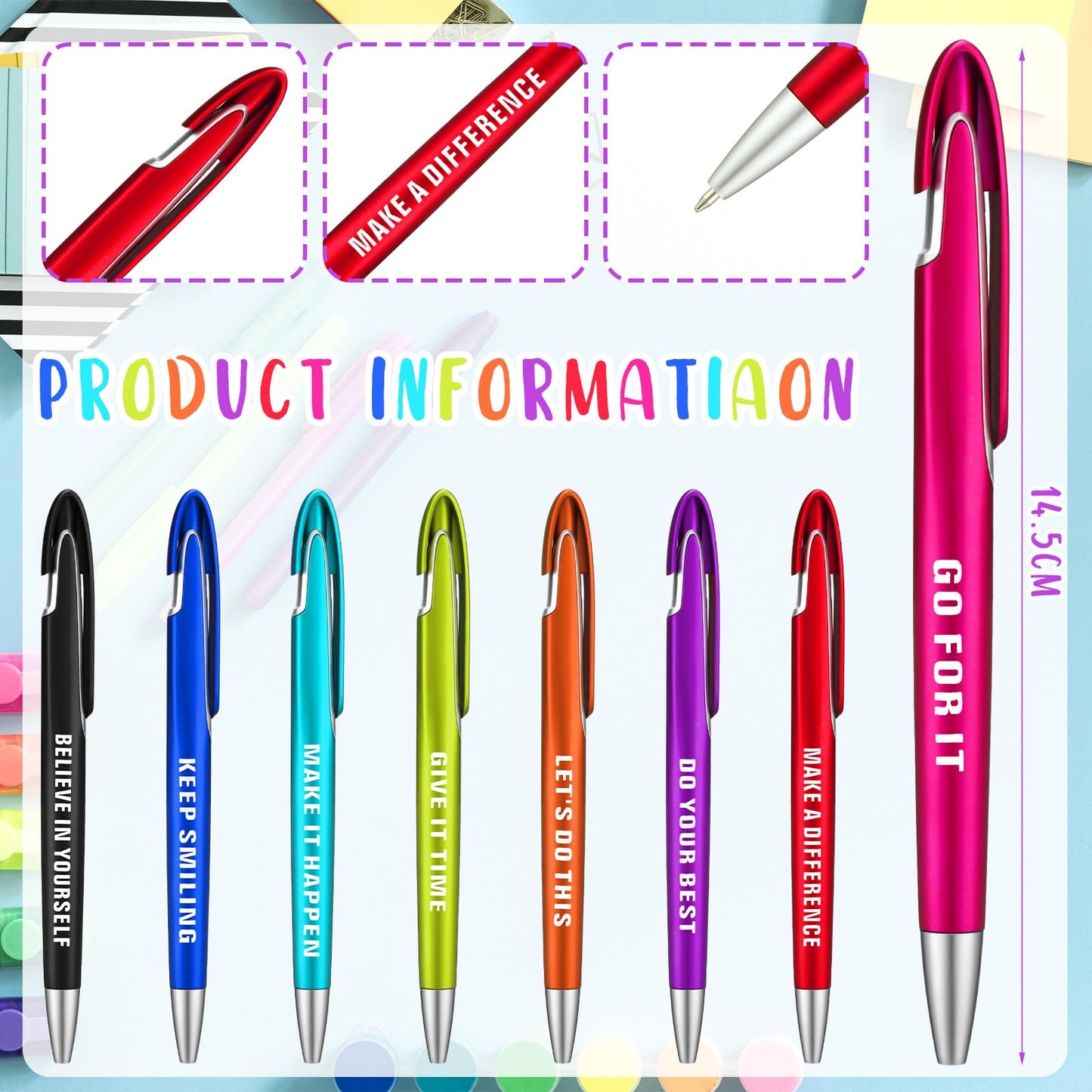 Lincia 100 Pcs Inspirational Ballpoint Pens Bulk with Inspirational Quotes Retractable Medium Point Affirmation Pens with Black Ink Thank You Gifts for Back to School, Nurse, Teacher