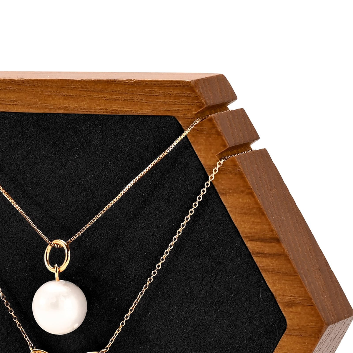 Woodten Solid Wood Hexagon Necklace Holder Stand Retail Hanging Jewelry Necklace Stand Display for Vendors(Black)