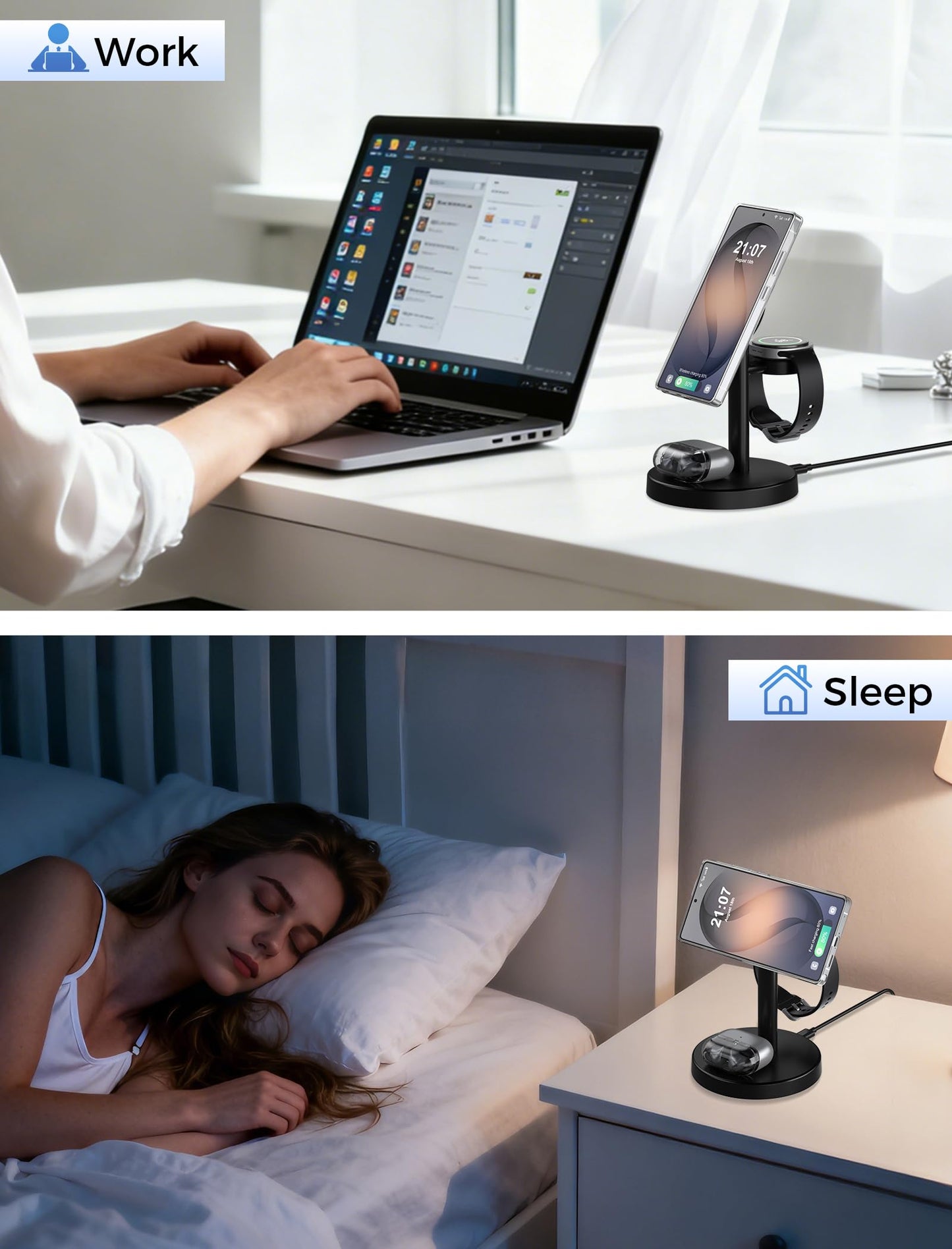 Magnetic Wireless Charger for Samsung, 3 in 1 Super Fast Charging Station Compatible with MagSafe, Phone Charger Stand for Samsung Galaxy S26 Ultra S25 Z Fold/Flip 7, Watch Ultra 8 7 6, Buds 4/3 Pro