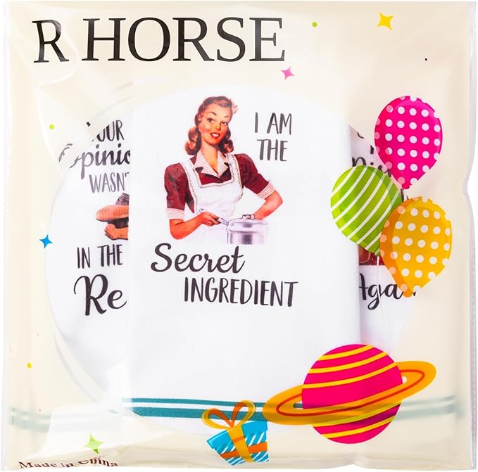R HORSE 5Pcs Kitchen Dish Towel Funny Joked Themed Kitchen Dishcloth Absorbent