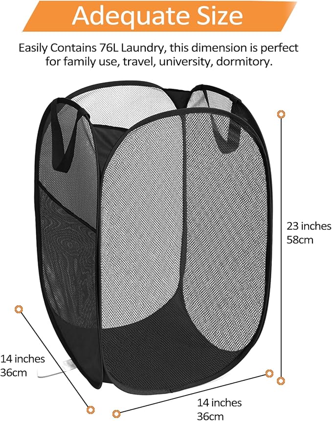 2 Pcs Durable Collapsible Laundry Baskets