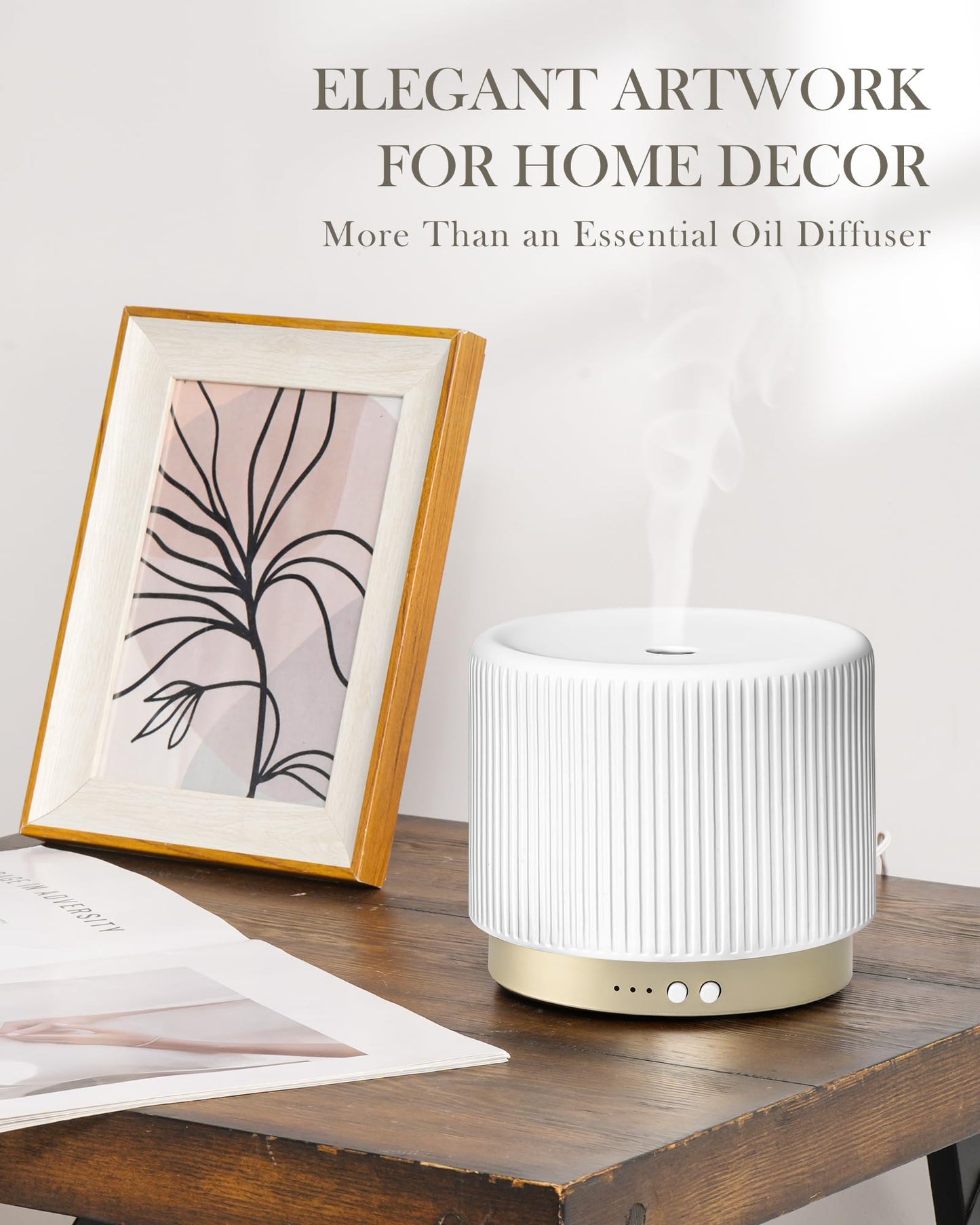 Essential Oil Diffuser - 280ml Ceramic Diffuser for Large Room & Commercial Use, 2.4MHz Aromatherapy Diffuser with Cool Mist Humidifier & Night Light, Ideal for Bedroom, Office, Yoga, Spa, Gifts