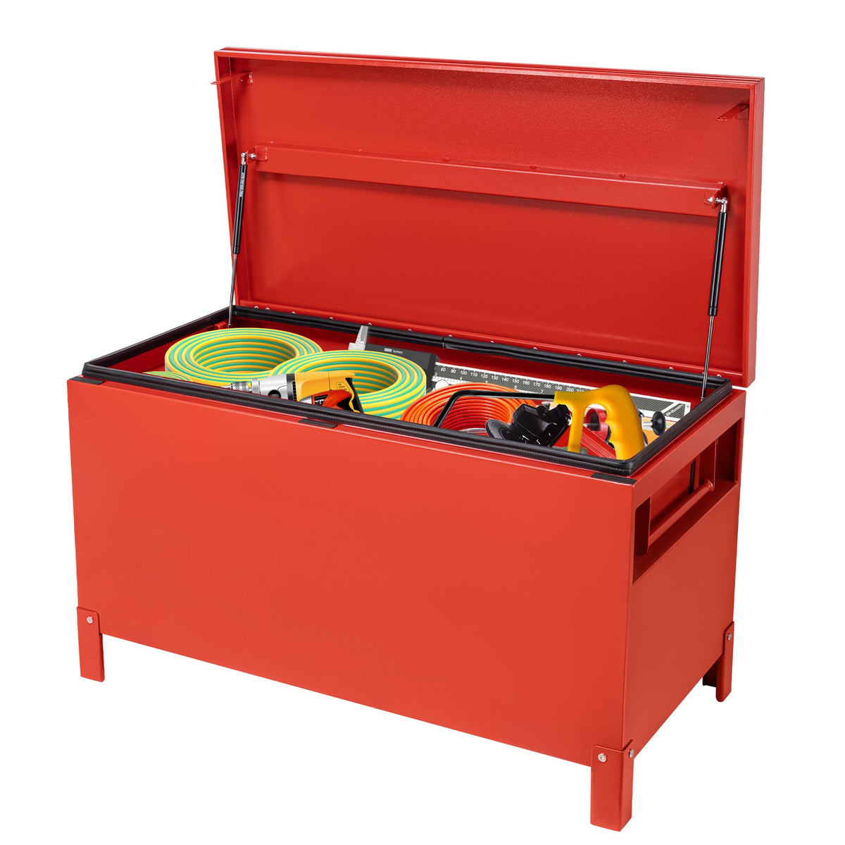 Garvee Steel Truck Bed Toolboxes 36'' Jobsite Storge Box Heavy Duty Steel Jobsite Tool Chest XXL Large Deck Truck Bed Box (36 Inch/Red)