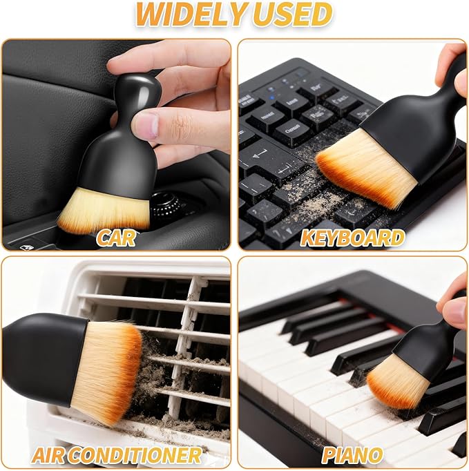 4PCS Car Interior Dust Brush, Soft Microfiber Bristles, Car Detailing Brush