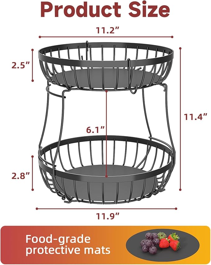 2 Tier Fruit Basket for Kitchen Counter
