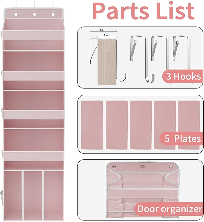 1 PC Pink Over the Door Organizer