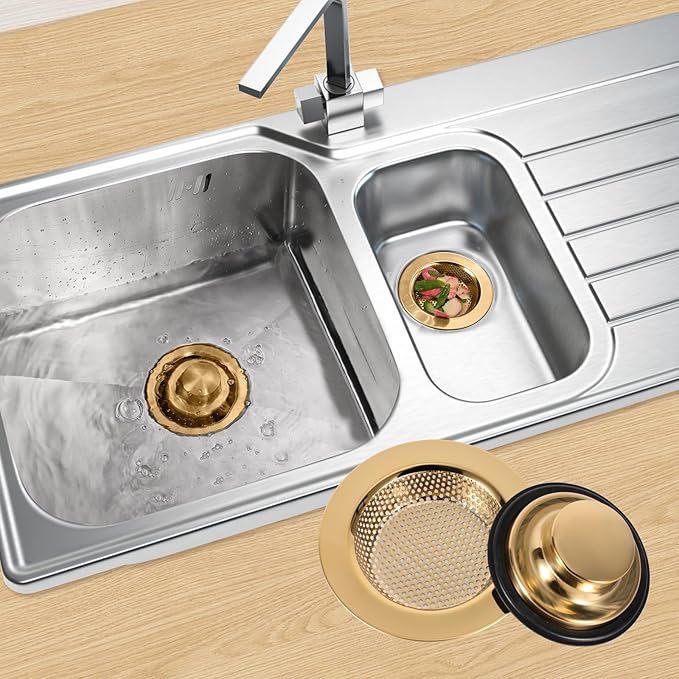 RQYEKDO Kitchen Sink Strainers Sink Stopper Kits, Stainless Steel Sink Drain