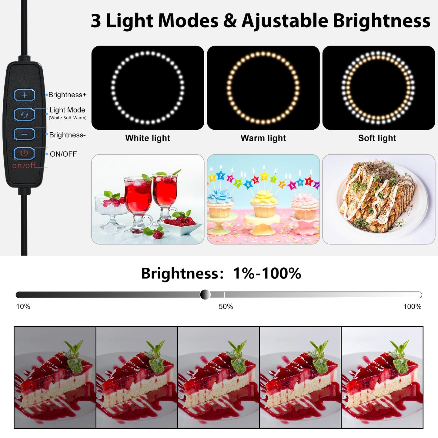 BENOISON Light Box Photography - 16"x16" Portable Shooting Tent with 120 LEDs & 6 Backdrops for Jewelry Watches Cosmetics Food Photography