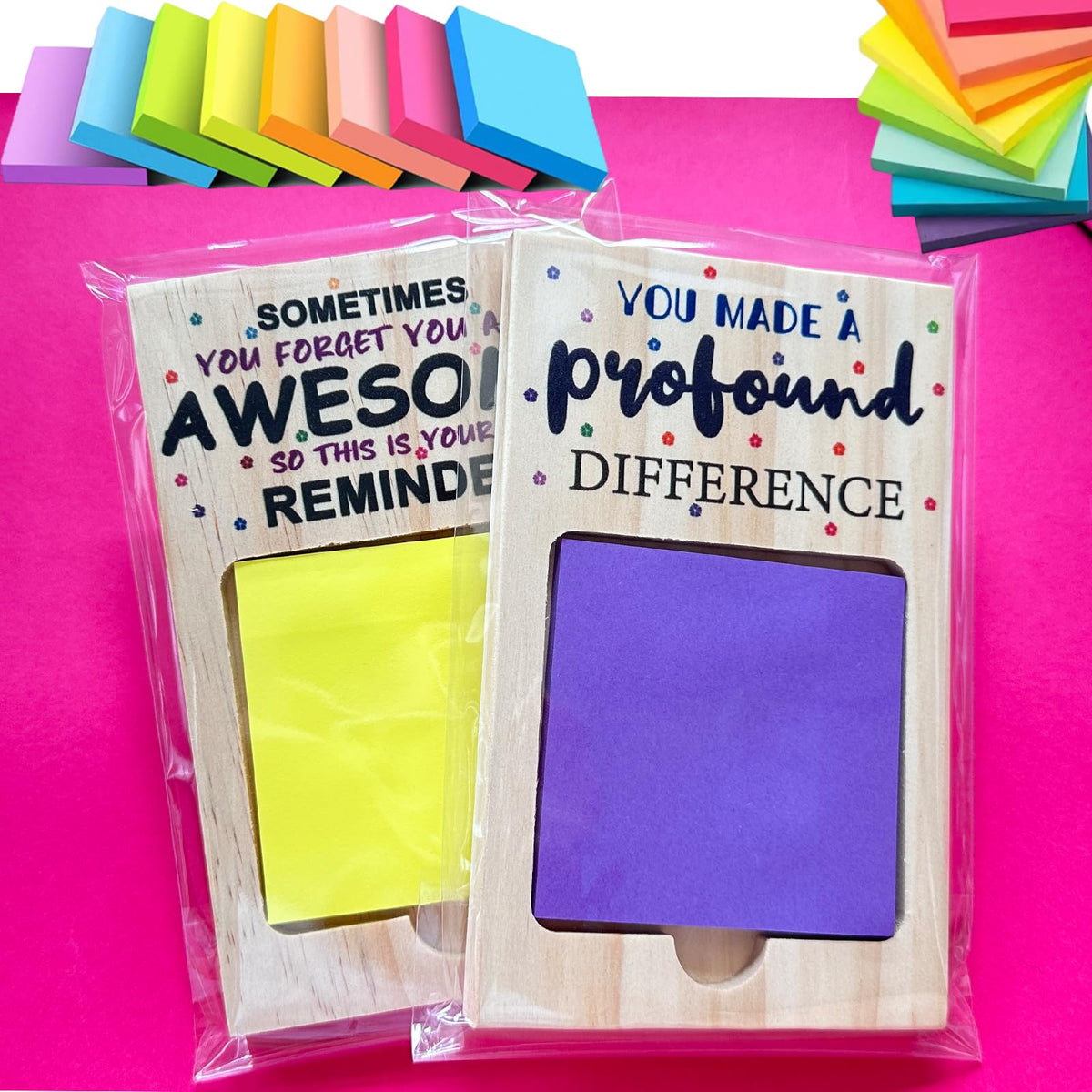 10 Set Employee Appreciation Gifts Sticky Notes Holder Bulk Thank You Gifts for Coworkers Staff Team Inspirational Gifts for Classroom Teacher Student Supplies