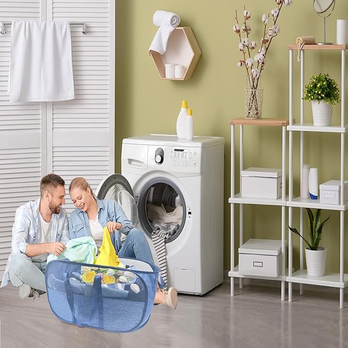 Extra Large Mesh Pop Up Laundry Hamper, 100L Collapsible Laundry Basket