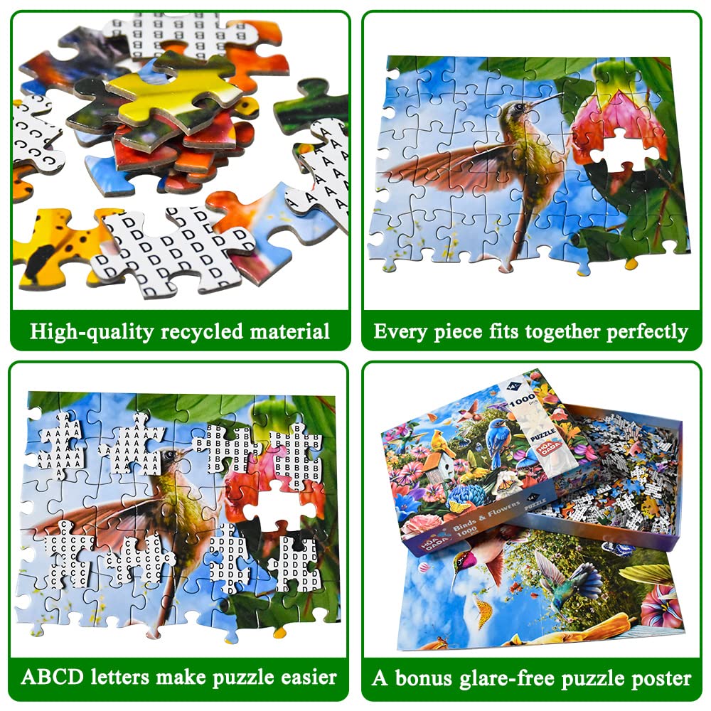 Birds and Flowers Jigsaw Puzzle 1000 Piece Landscape Jigsaw Puzzles for Adults 1000 Pieces Nature
