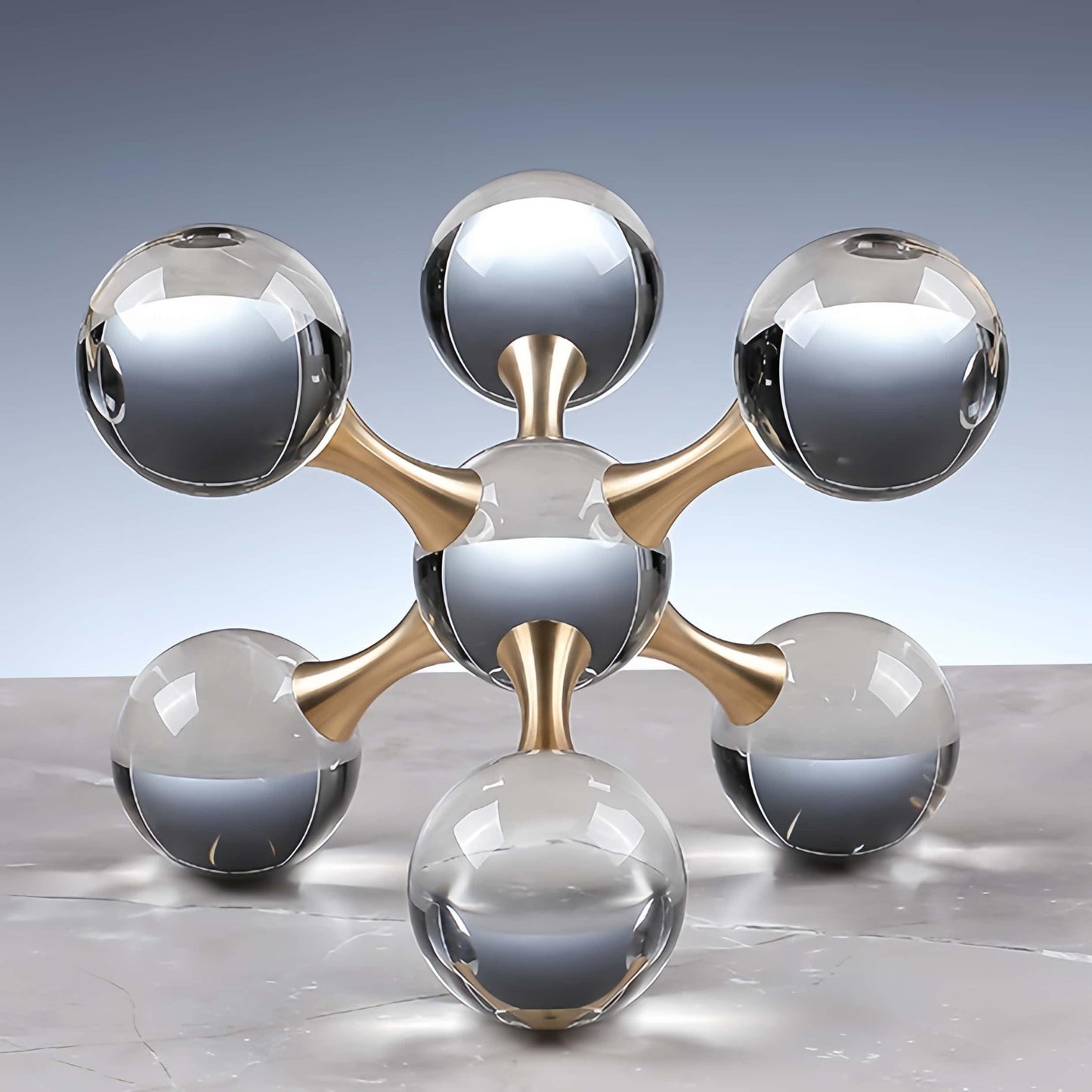 6.7 inch Transparent Golden Crystal Ball, Living Room Decor, Gold Modern Western House Decor Aesthetic, Home Decor Living Room, Office, Book Shelf, Bedroom, Desk, Fireplace, Coffee Table and More