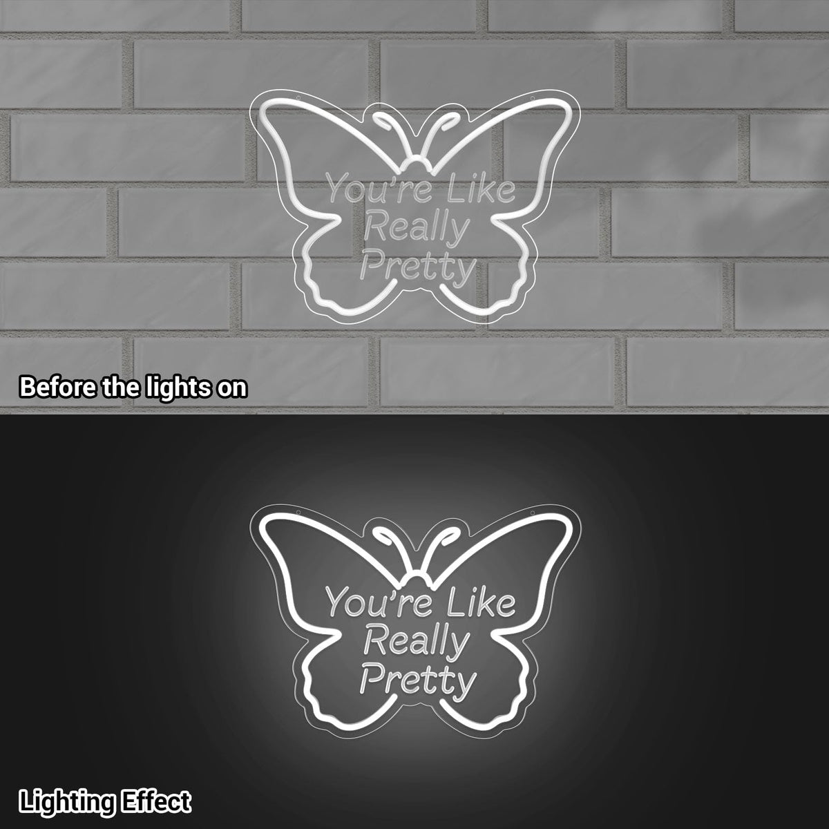 LMHSE You're Like Really Pretty Neon Sign, LED Neon Signs for Wall Decor Dimmable Aesthetic Butterfly Room Decor for Teen Girl, Bedroom, Wedding Decor, Gift for Birthday, Christmas (White)