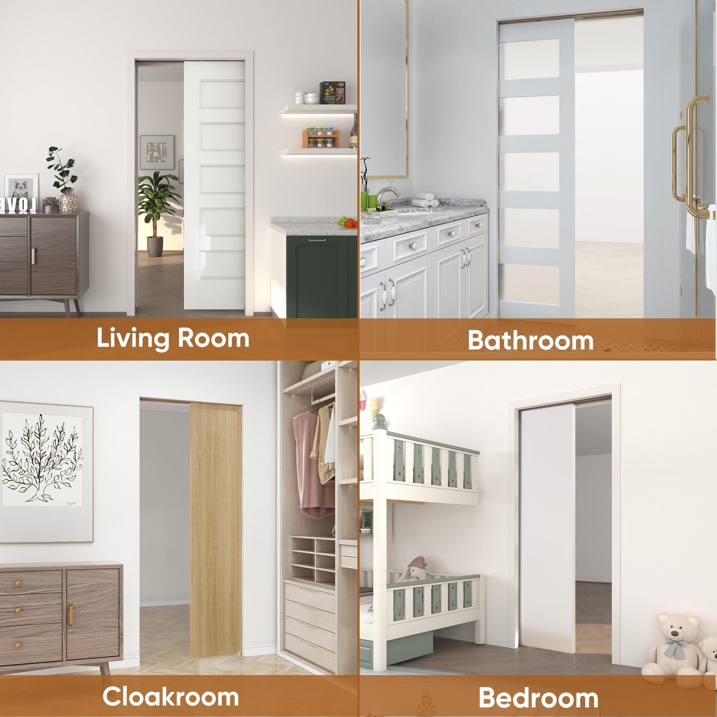 JUBEST 28"x80" Pocket Door Frame Kit with 120LBS Two-Way Soft-Close Mechanism, Easy to Install Pocket Door Kit, for 24" to 28" Wide, Durable Pocket Door Hardware