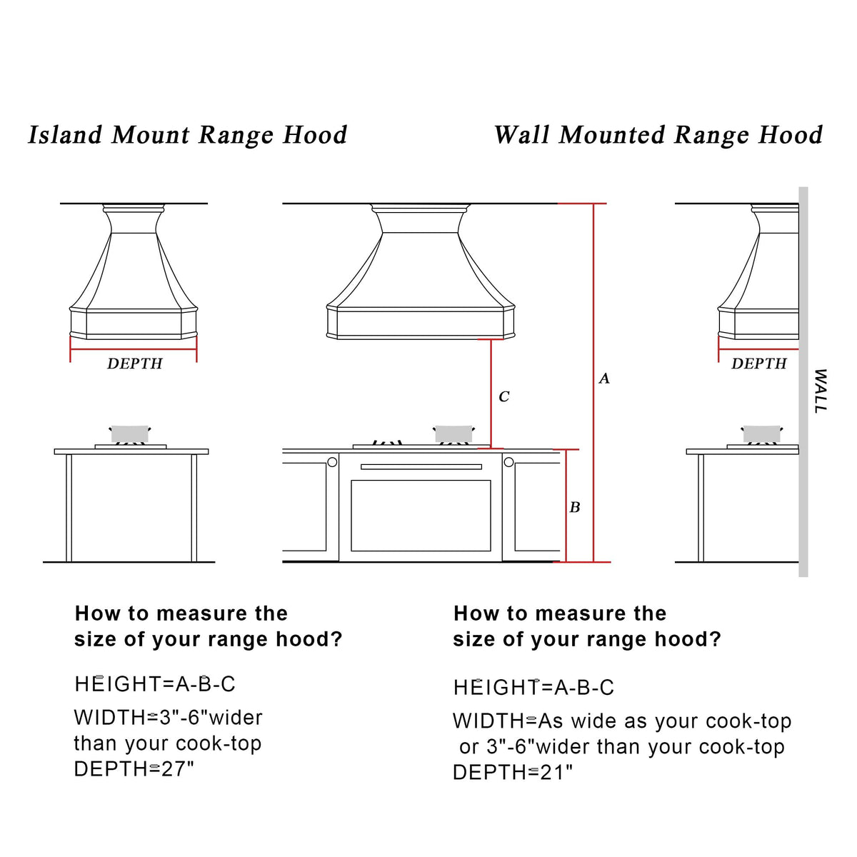 NAUXUS Custom Stainless Steel Range Hood, Handmade Kitchen Hood with Powerful Range Hood Insert, Classic Stove Vent Hood with Straps & Rivets,HCW44PBS#