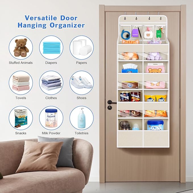 Univivi 5-Shelf Fabric Door Storage Over Door Hanging Organizer