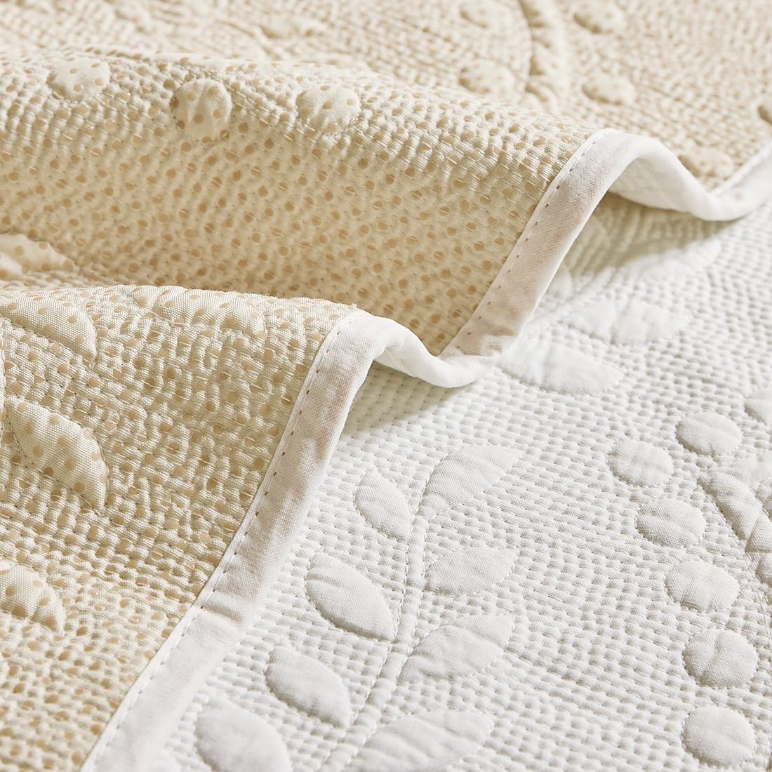 XSlive Leaf Floral Cotton Quilted Dog Couch Cover for Sofa Farmhouse Rustic Embroidered Sectional Couch Cover Soft Anti-Slip Sofa Slipcover Furniture Protector for Kids, Pets (White,28"x28")