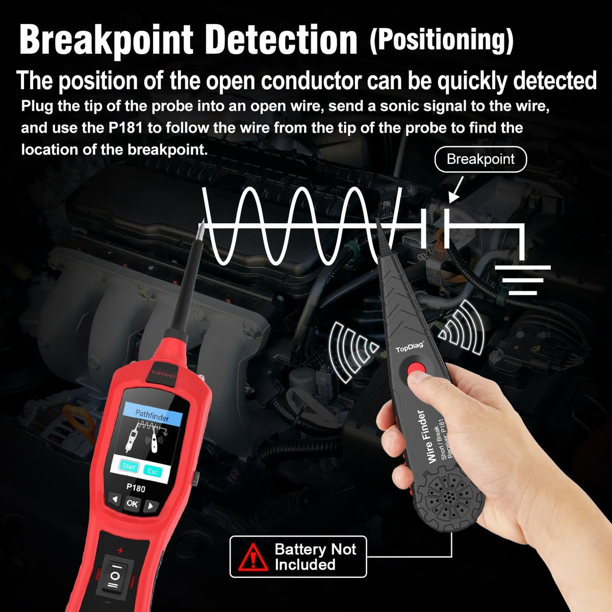 Circuit Breaker Finder Tool, Battery Tester, AC DC Voltage Tester, Fuel Injector Tester, 9V-30V Automotive Circuit Tester with 40FT Cable, P180