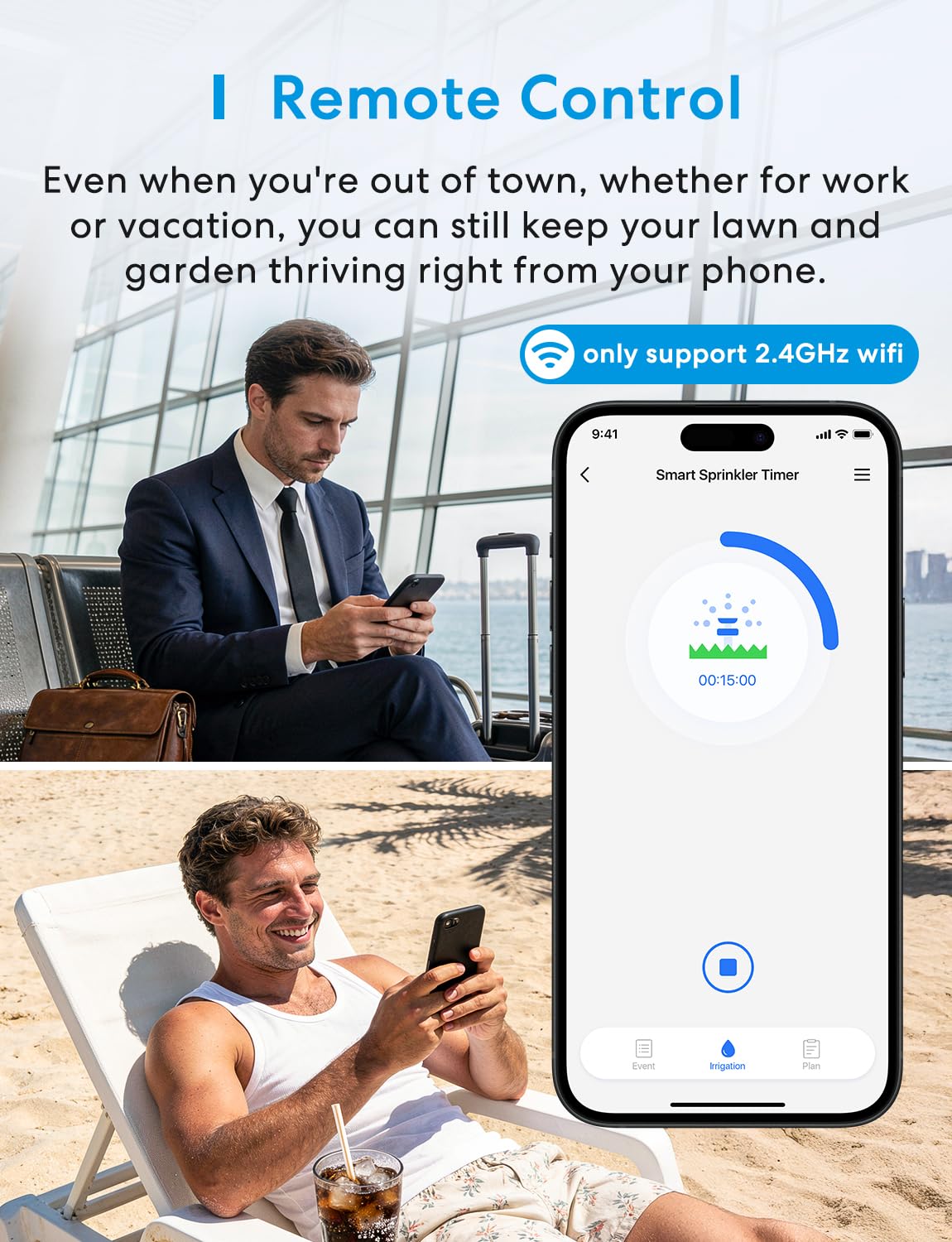 meross WiFi Water Timer for Garden Hose, Smart Hose Timer with Brass Inlet & Outet, WiFi Sprinkler Valve Work with Apple Homekit, Alexa & Google Assistant, Smart Rain Skip for Lawn, Garden & Yard