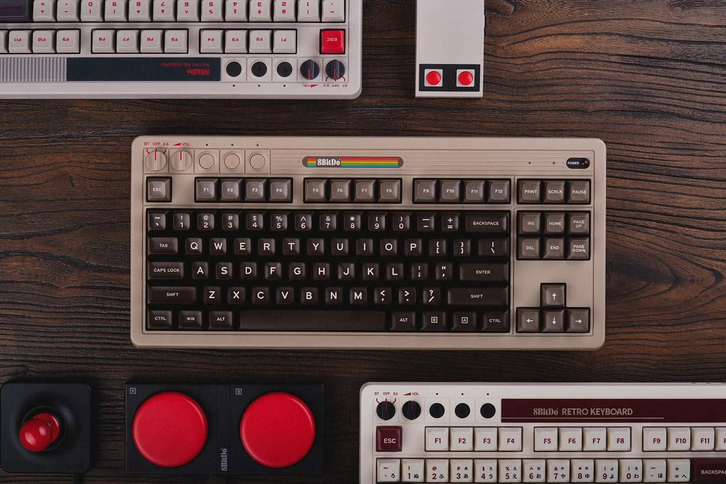 8Bitdo Retro Mechanical Keyboard, Bluetooth/2.4G/USB-C Hot Swappable Gaming Keyboard with 87 Keys, Dual Super Programmable Buttons for Windows and Android - N Edition