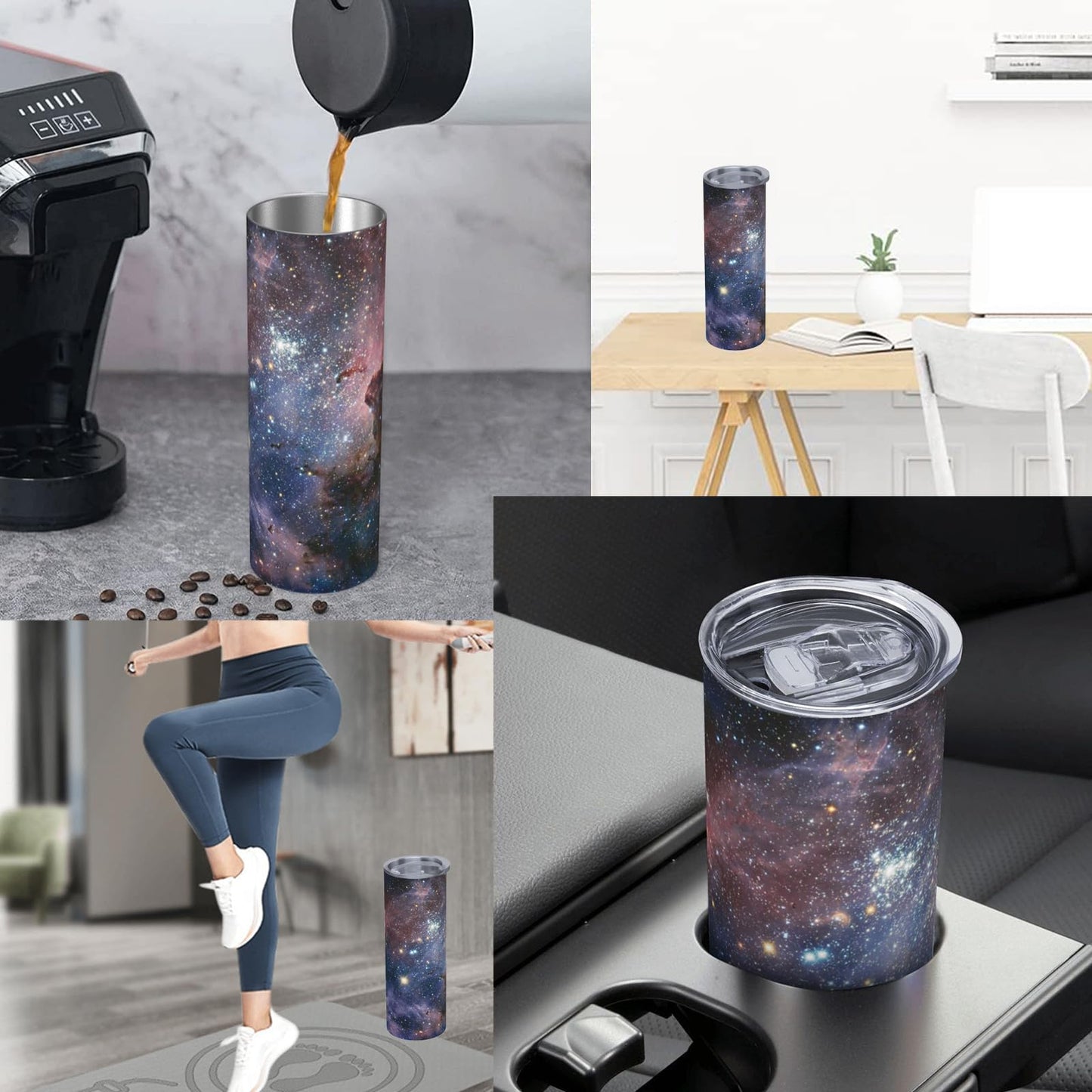 amepay Space Adventure Stainless Steel Insulated Tumbler with Lid - 20oz Astronaut Rocket Travel Mug, Reusable Metal Straw & Brush, Double-Wall Vacuum Bottle Cup for Hot and Cold Drinks,Gifts