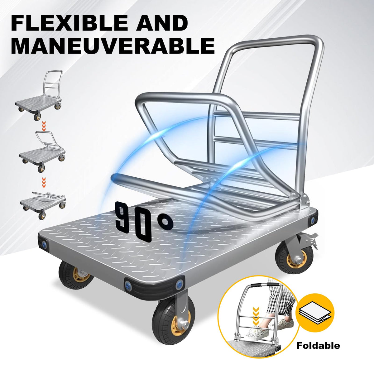 Folding Platform cart Dolly cart Push Cart Dolly Moving Platform (Big 36X24INCH 2000LBS)