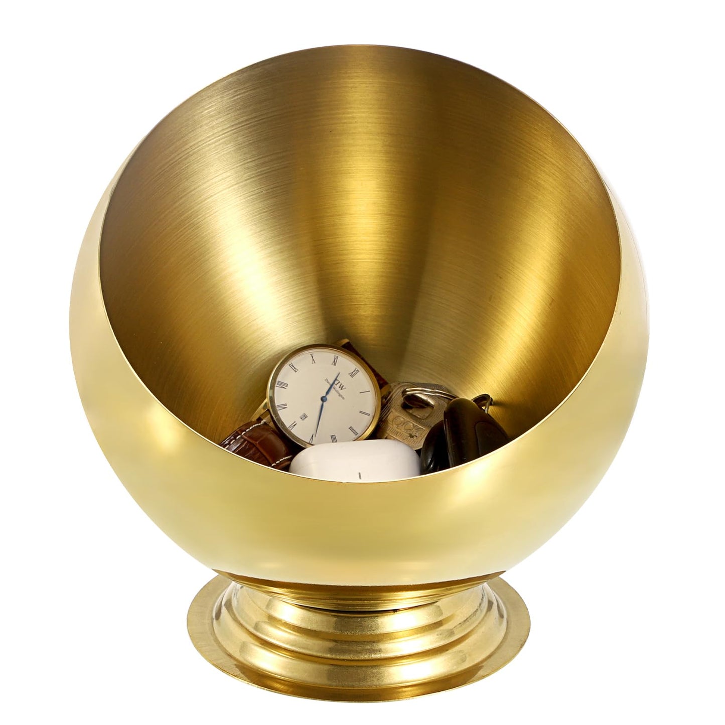 GUSHBIN Golden Key Bowl for Entryway Table Decorative Storage Dish Catch All Bowl for Fruit Coffee Pod Holder Centerpiece for Kitchen Home Decor