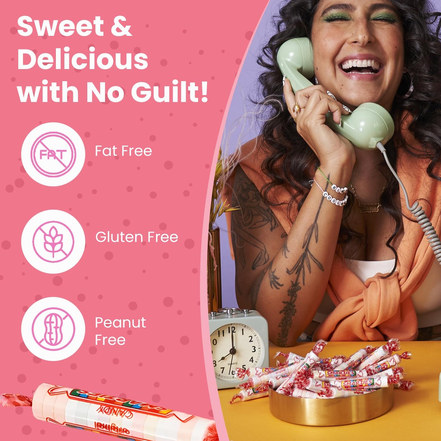 Smarties Candy Bulk Rolls Original Flavor - Gluten & Vegan Free - Classic Sweetness From Family Owned Company Since 1949, Peanut Free & Dairy Free - Perfect Halloween Candy - 1 Pound Bag