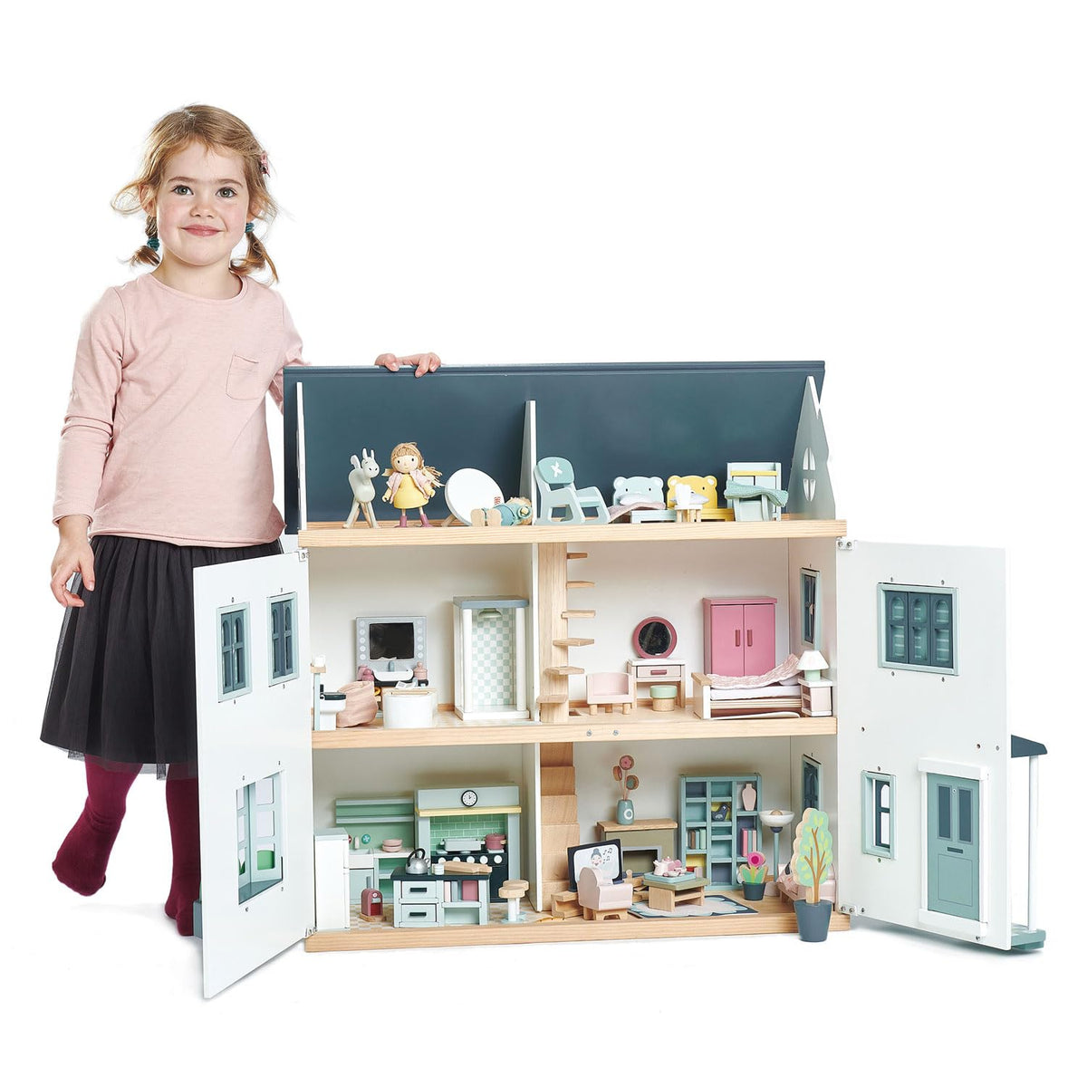 Tender Leaf Toys - Dovetail Dollhouse Accessories - Detailed Ultra Stylish Wooden Furniture Sets and Room Decor - Encourage Creative and Imaginative Fun Play for Children 3+ (Dovetail Kitchen Set)