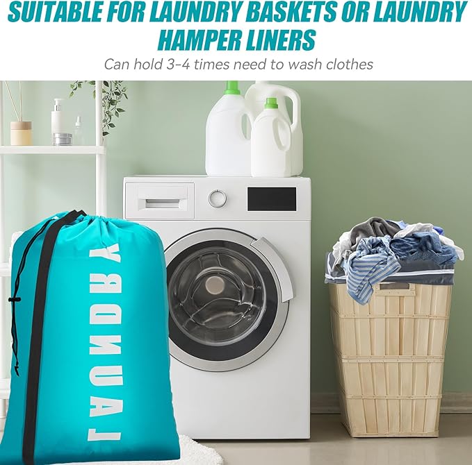 Heavy Duty Laundry Bag with Strap, 2 Pack Travel Laundry Bags