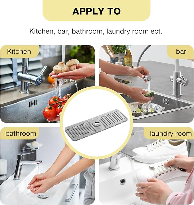 Faucet Mat for Kitchen Sink – Adjustable Silicone Sink Splash Guard