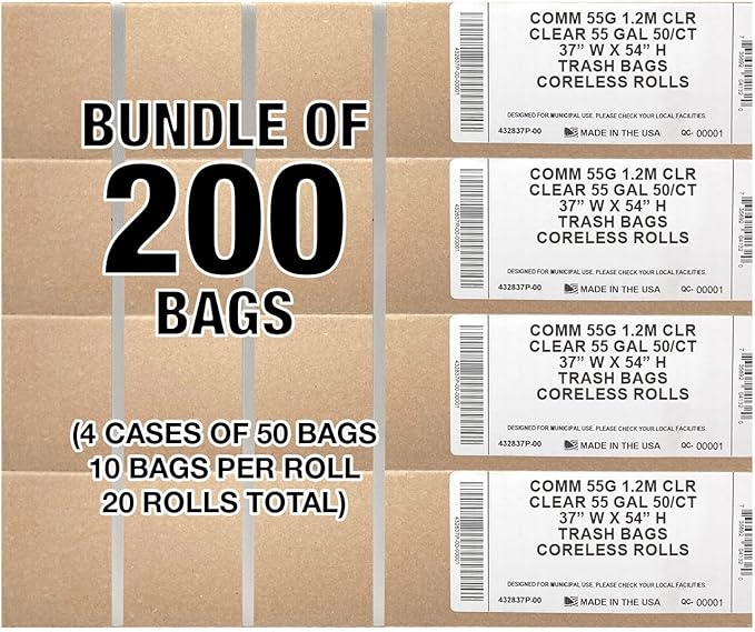 Ultrasac Heavy Duty 55 Gallon Clear Trash Bags