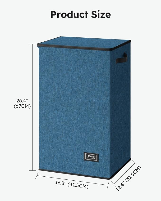 SOLEDI Laundry Hamper with Lid 90L Large & Tall Collapsible Laundry Basket