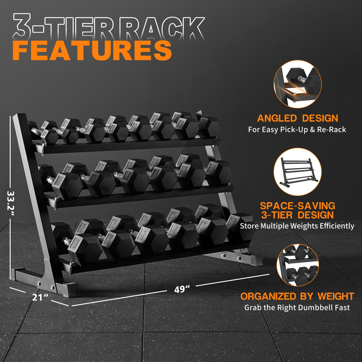 Mikolo Dumbbell Sets with Rack, Rubber Hex Dumbbells, Multiple Choices in 160/200/350/450/550LB, Hand Weights with Chrome Handle for Strength Training (550LB)