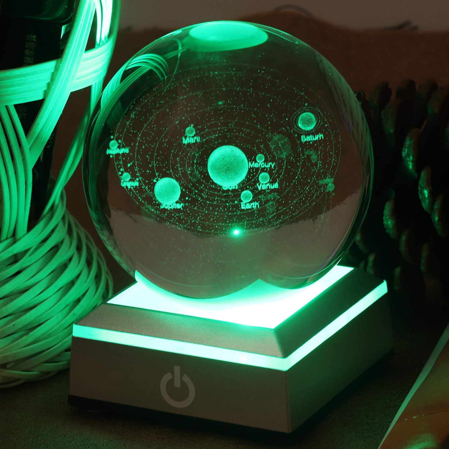 ERWEI LED Light Base Spherical Recess Show Crystal Ball Stand for 3D Laser Crystal Glass Art with Sensitive Touch Switch Display Base Show Decor