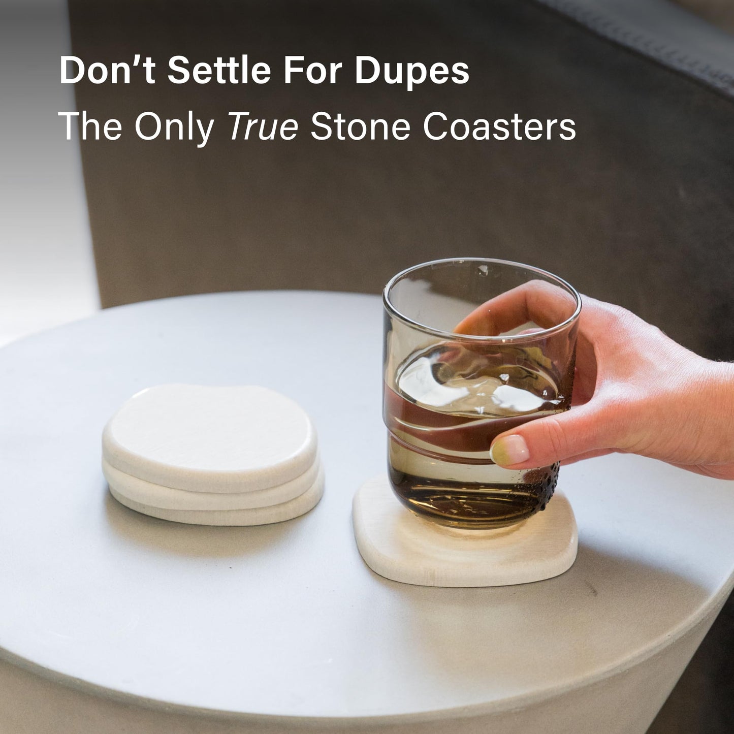 Dorai Home Stone Coasters Set - Diatomaceous Earth Water-Absorbing Drink Coaster for Coffee Table, Kitchen or Bar, Modern Stone Appearance | Sandstone - Set of 4