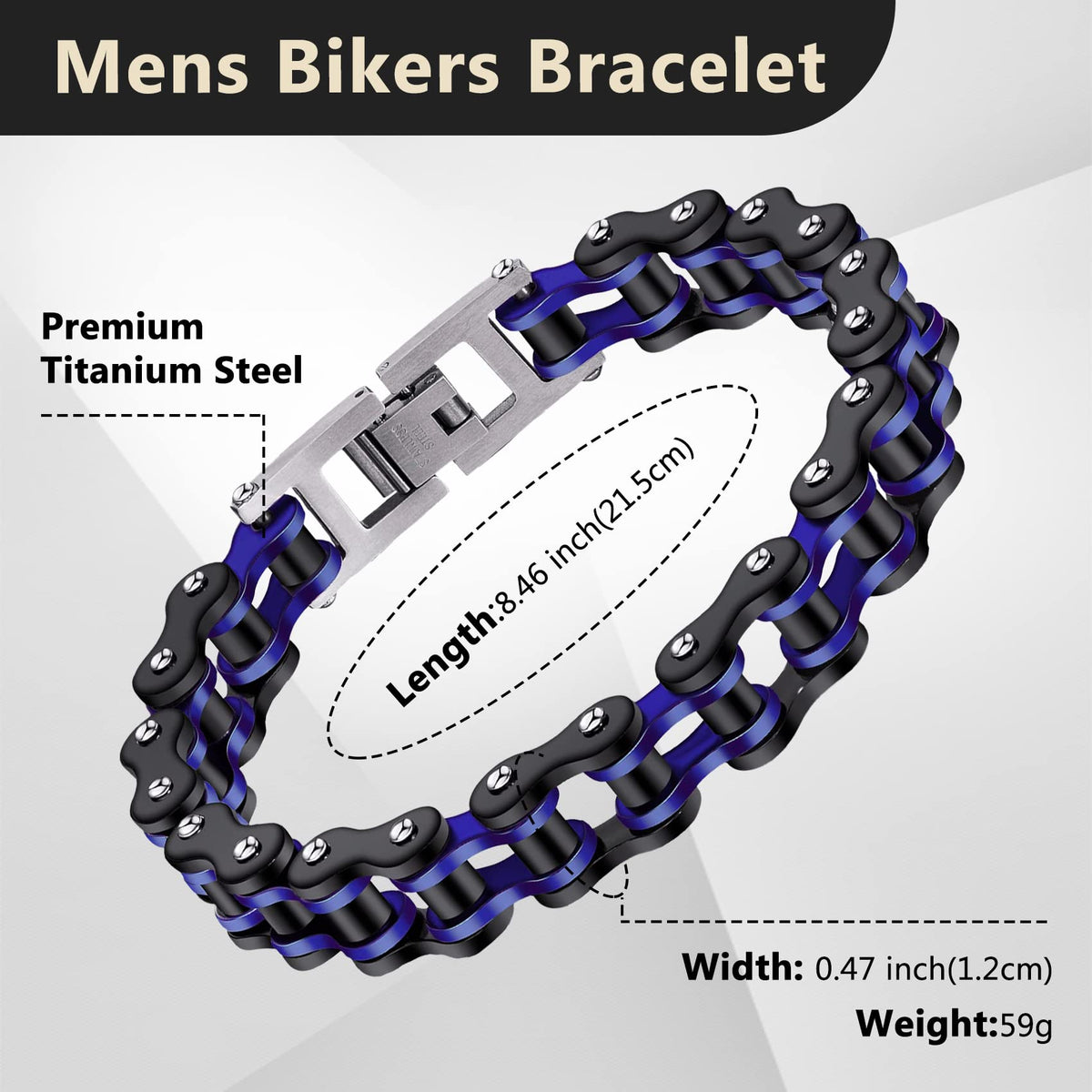 Feraco Mens Bikers Bracelet Stainless Steel Motorcycle Bike Chain Bracelets 8.4 Inch