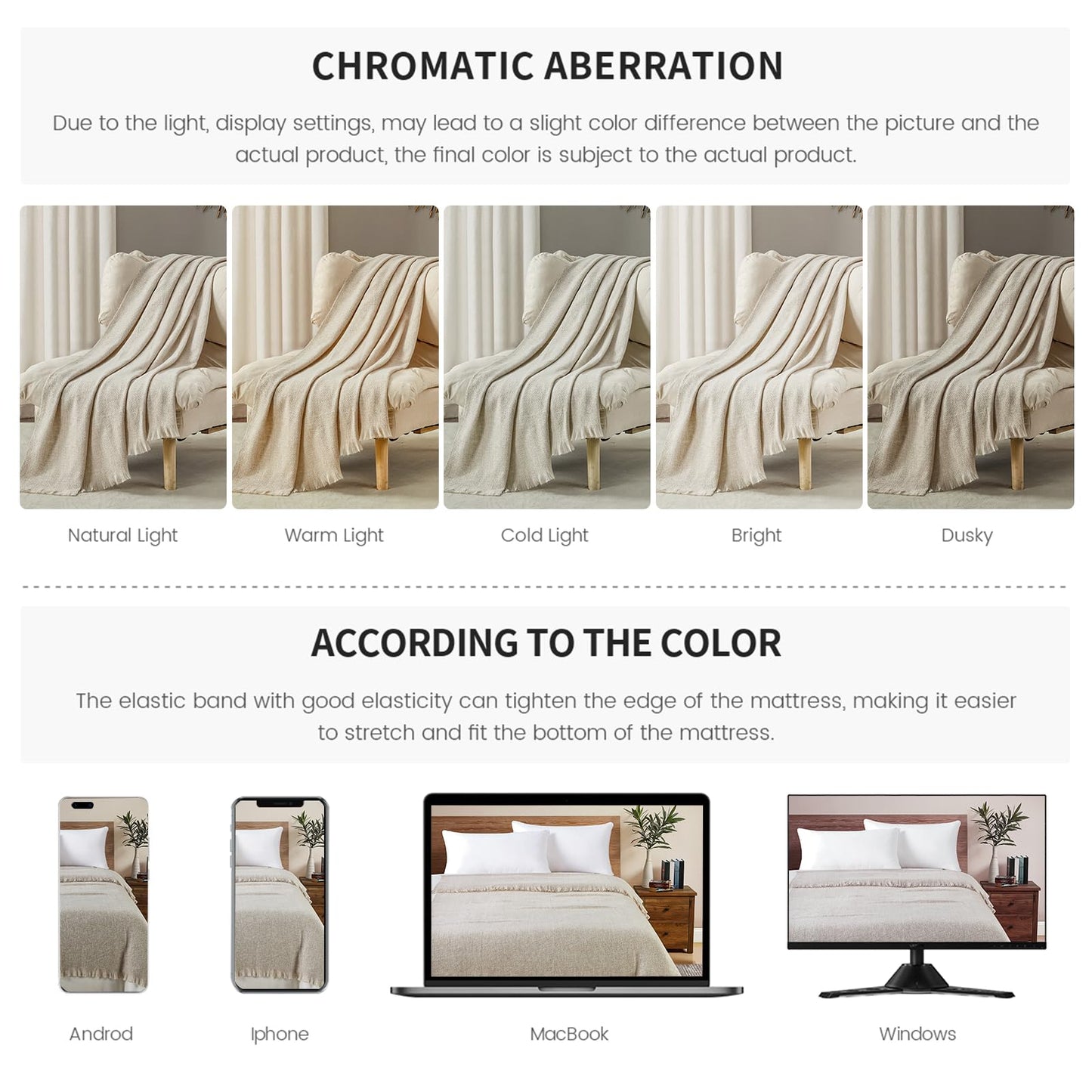 BOURINA Faux Cashmere Fringe Throw Blanket Decorative Lightweight Throw Soft Cozy for Bed or Sofa Outdoor Blanket, 50x70 Inches Beige